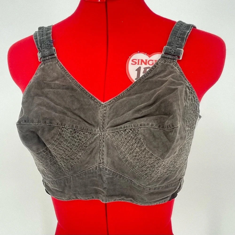 Vintage Exquisite Form Washed Black Cotton Authentic Bullet Bra / Size 34D - Picture 2 of 12